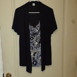 Perseption Black Women's Garment, Length Of Floral Shirt 30 ". Length 32" Black.